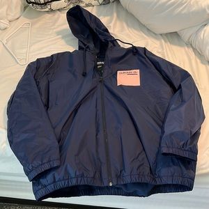 Adidas Jacket. Navy w/ pale pink and white. Men’s LG large New